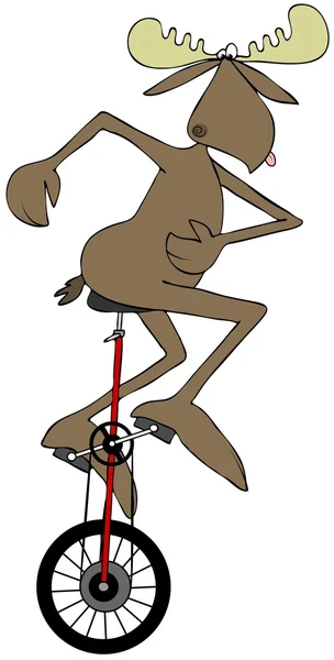 Ταύρος άλκες ιππασίας ένα unicycle — Φωτογραφία Αρχείου