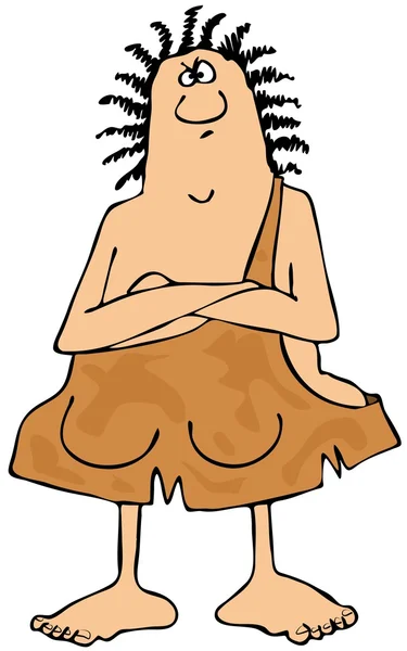 Cavewoman with saggy boobs — Stock Photo, Image