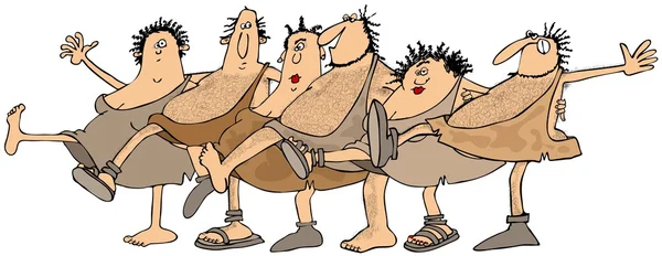 Cave people dancing in unison — Stock Photo, Image