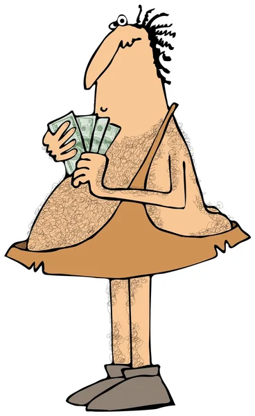 Homme des cavernes avec une poignée d'argent — Photo