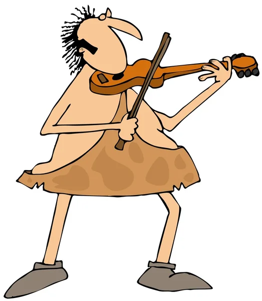 Caveman playing a violin — Stock Photo, Image