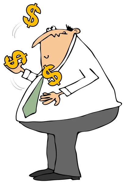 Businessman juggling dollar signs — Stock Photo, Image