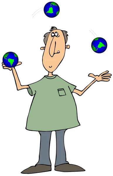 地球儀をジャグリングの男 — ストック写真