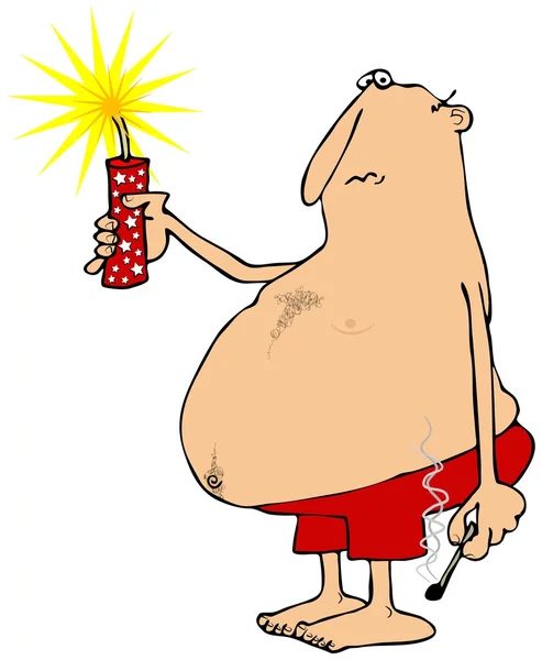 Man holding a lit firecracker — Stock Photo, Image