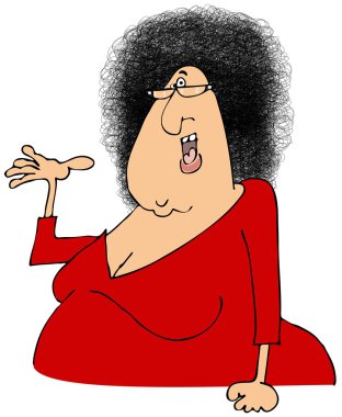 Kıvırcık saçlı kadın.