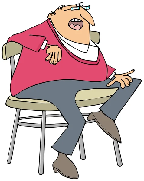 Chubby man sitting on a stool — Stock Photo, Image