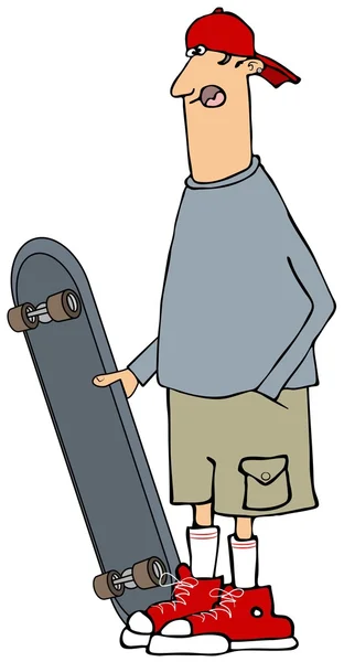 ロングボードを持つスケーター男 — ストック写真