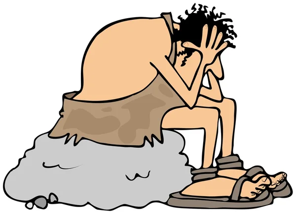 Depressed caveman — Stock Photo, Image