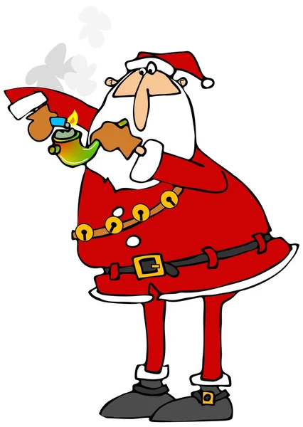 Santa encendiendo una pipa de marihuana — Foto de Stock