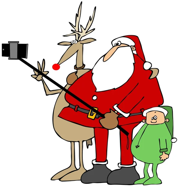 Santa's nowy kij selfie — Zdjęcie stockowe