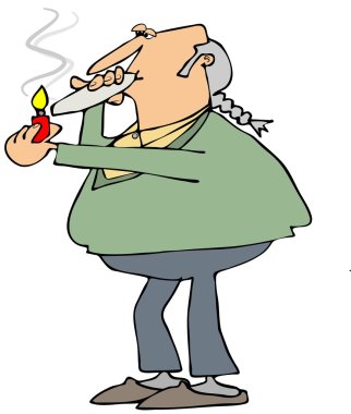 Old hippie smoking a joint clipart