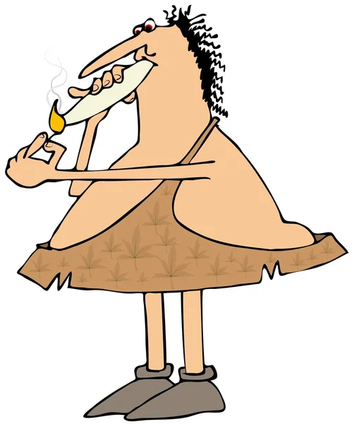 Caveman smoking a joint — Stock Photo, Image