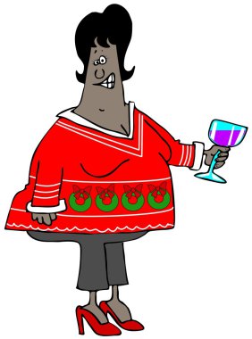 Çirkin bir Noel kazağı giymiş kadın