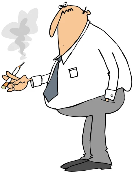 Бизнесмен курит сигарету — стоковое фото