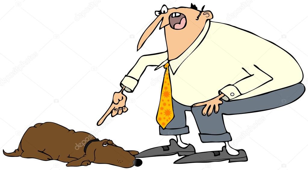 Man scolding a dog