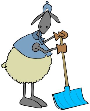 Bir kar küreği eğilerek koyun