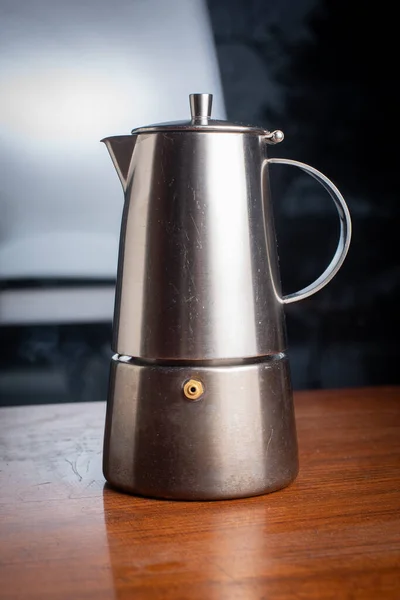 Steel Coffee Maker Ready Work — Stock Photo, Image