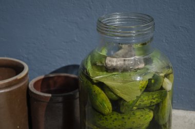 büyük bir kavanoza salatalık turşusu