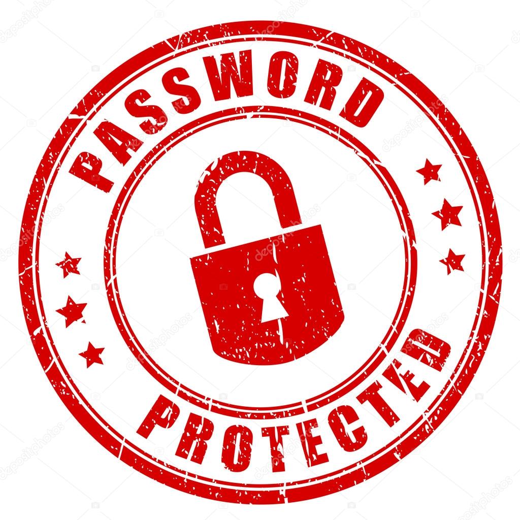 Password protected rubber stamp vector illustration isolated on white background