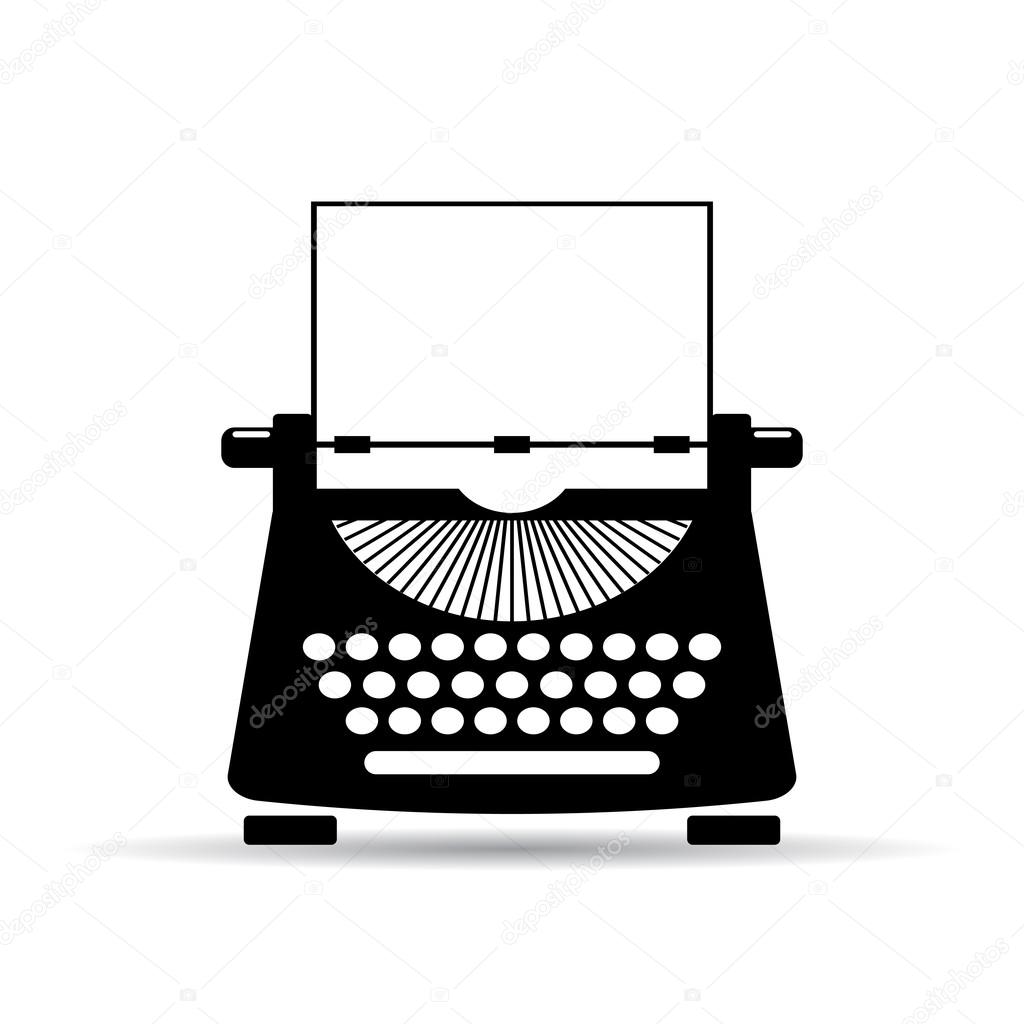 Old typewriter icon, vector illustration isolated on white background
