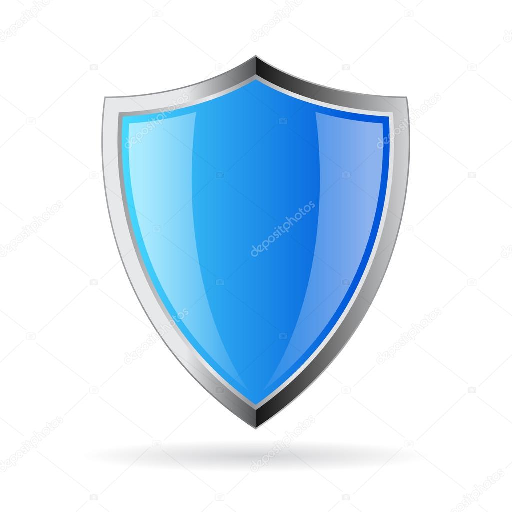 Metal glossy shield vector icon illustration isolated on white background