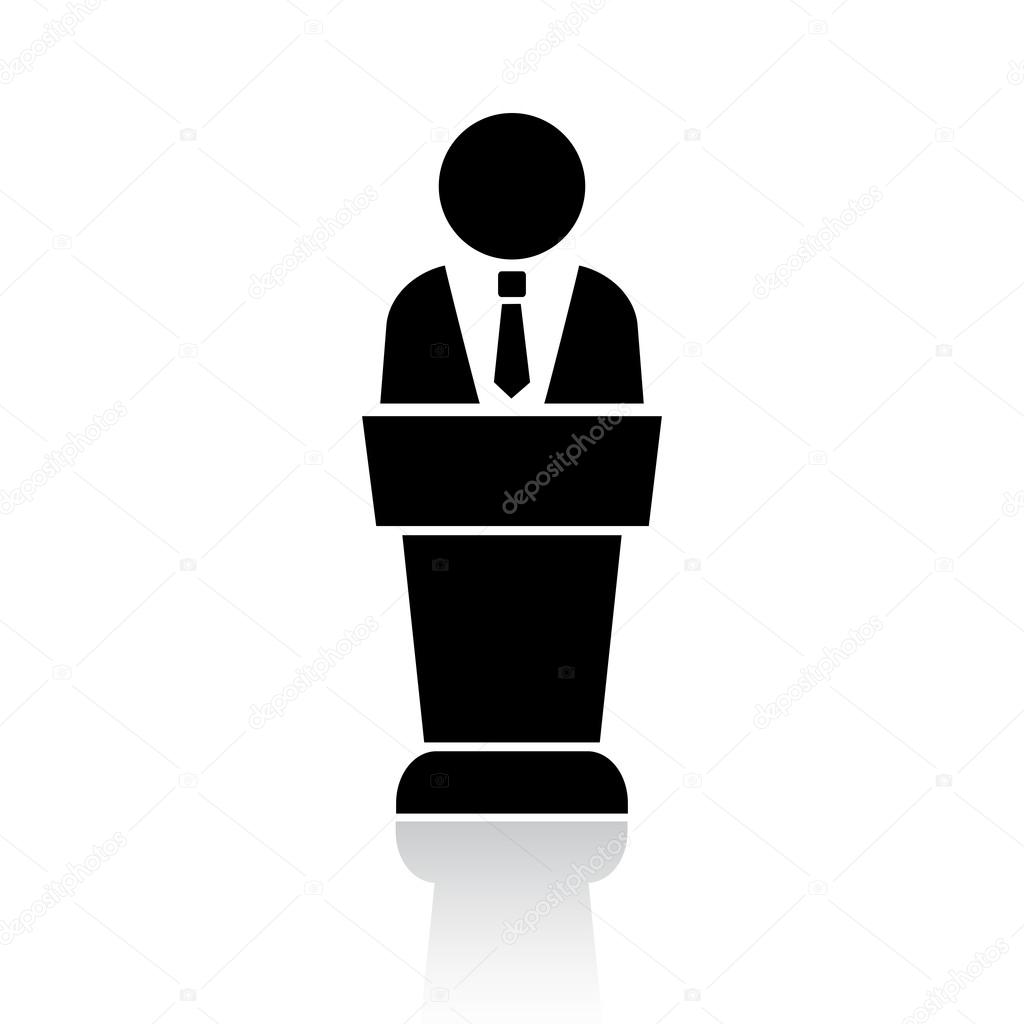 Speaker podium icon on white background