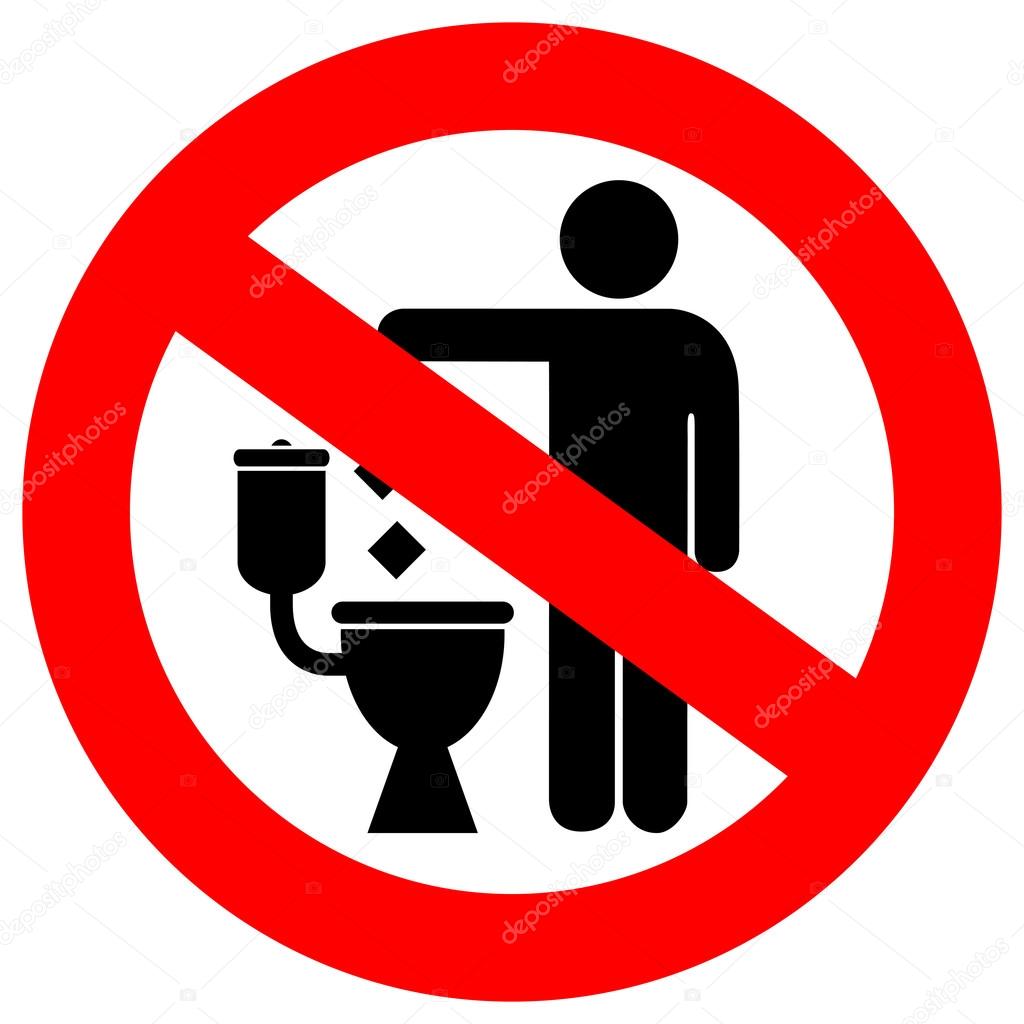 No littering in toilet sign isolated on white background