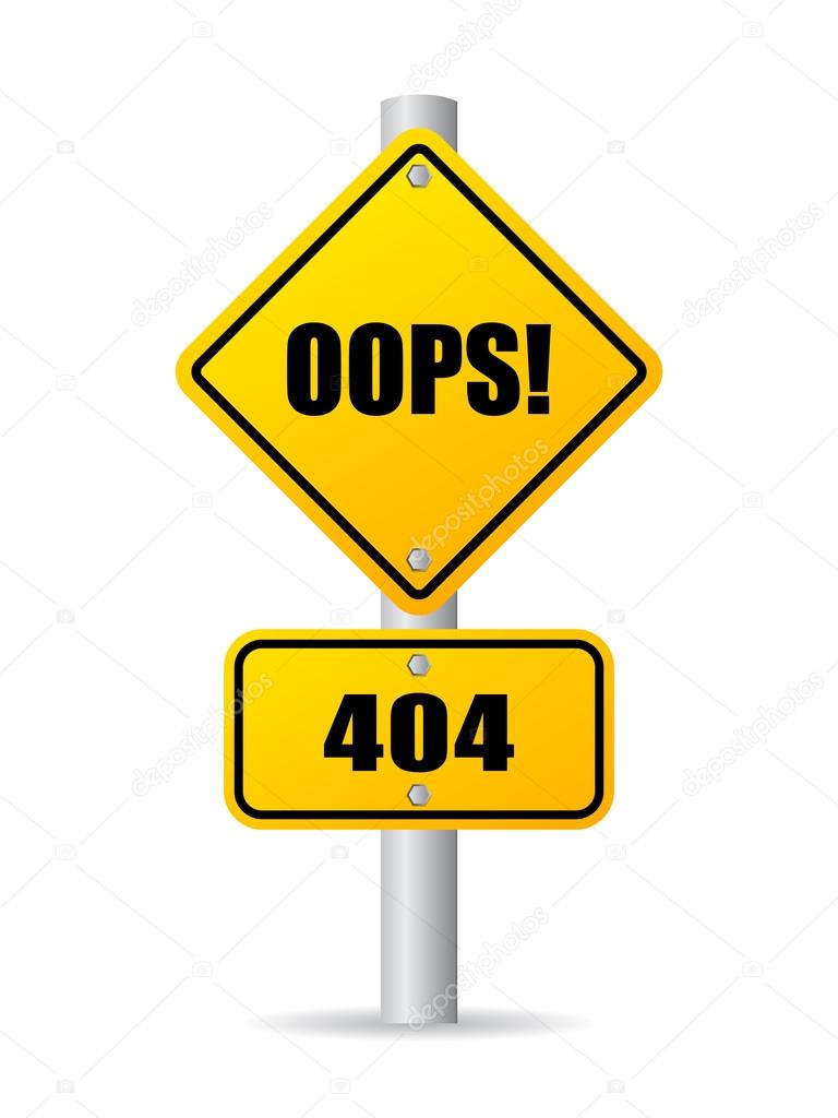 Oops 404 vector sign illustration isolated on white background