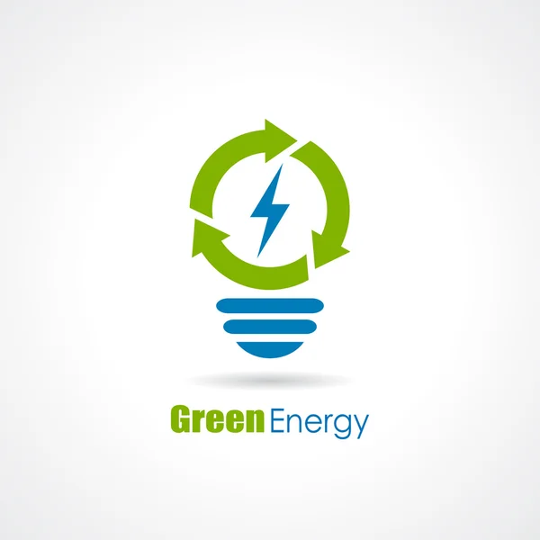 Green energy bulb logo — Stock Vector