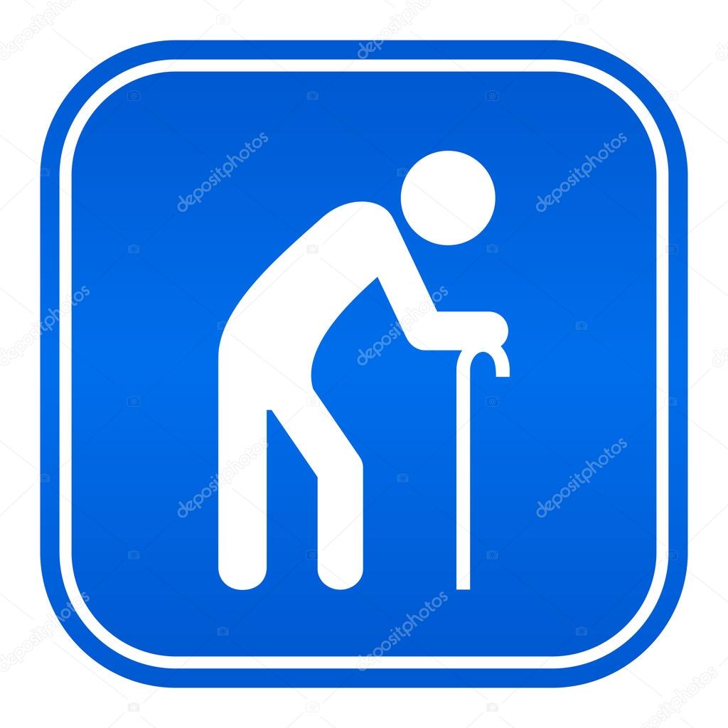 Old man sign isolated on white background