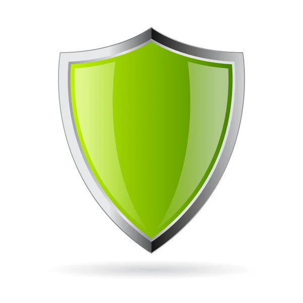 Green glass shield icon — Stock Vector