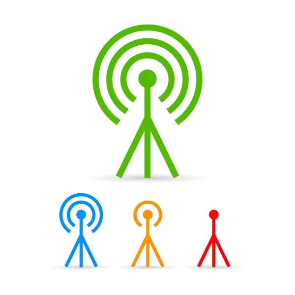 Antenna tower icons, signal strength — Stock Vector