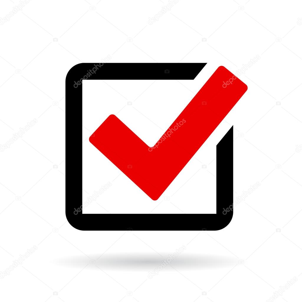 Red check box icon vector illustration isolated on white background