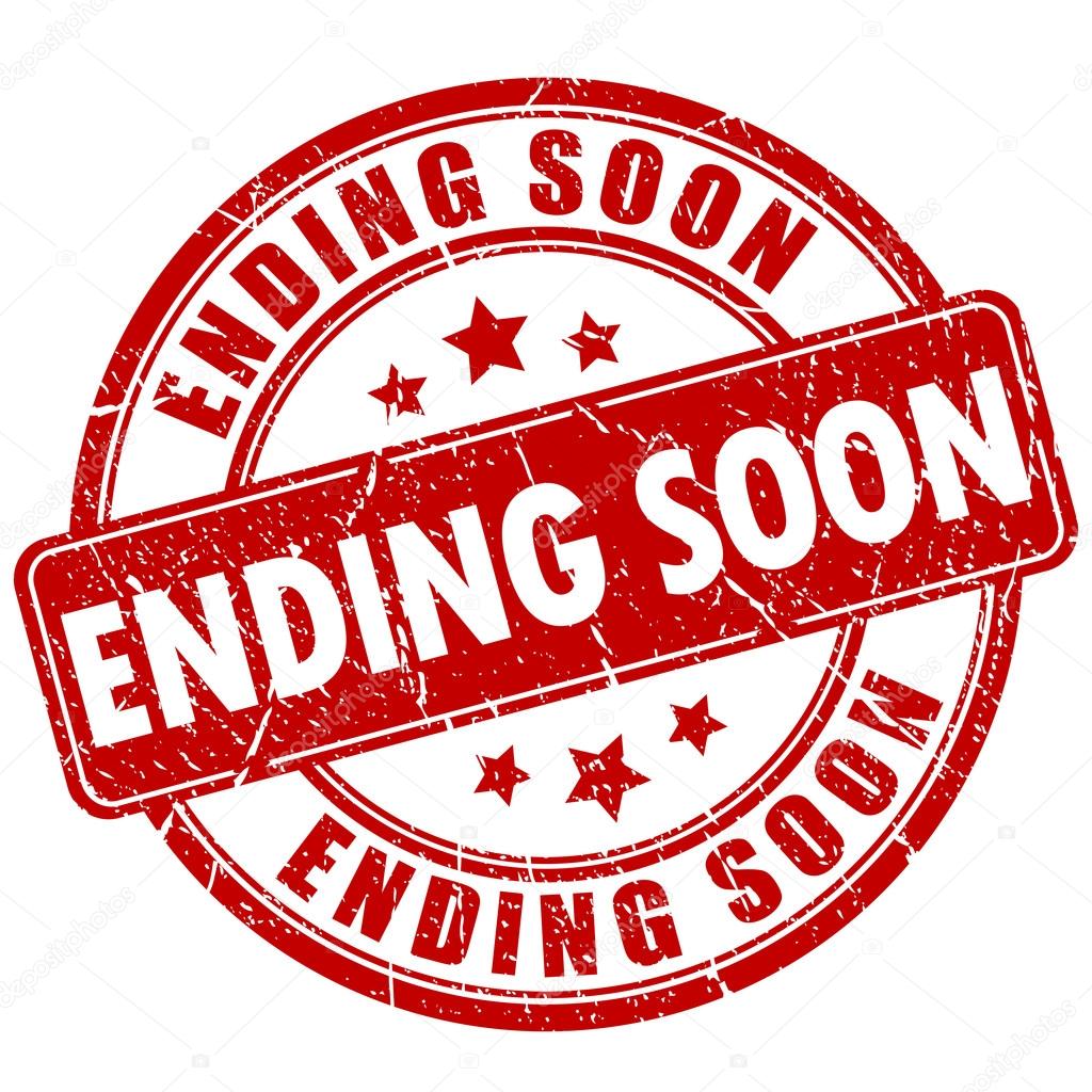 Ending soon rubber stamp vector illustration isolated on white background