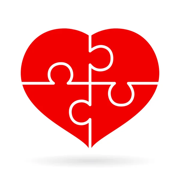Czterech kawałek układanki serca — Wektor stockowy