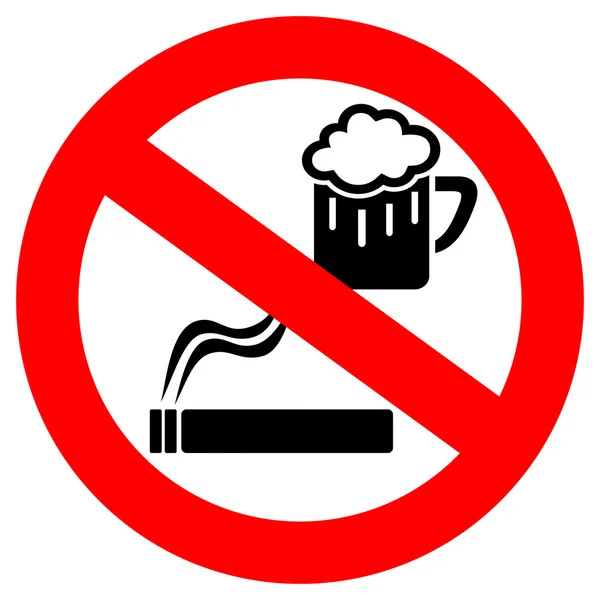 No drinking and smoking sign — Stock Vector