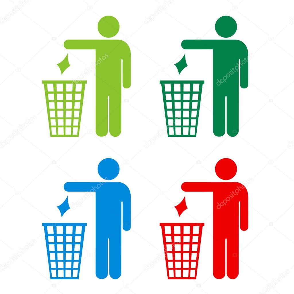 No littering icons set vector illustration isolated on white background