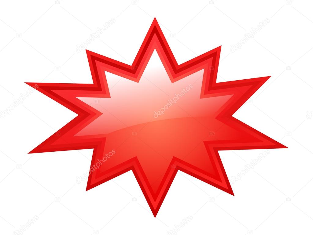 Red bursting star vector illustration isolated on white background