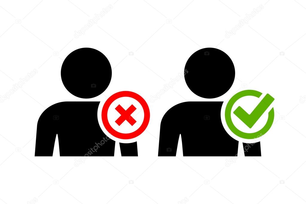 User accepted and deleted icons vector illustration isolated on white background