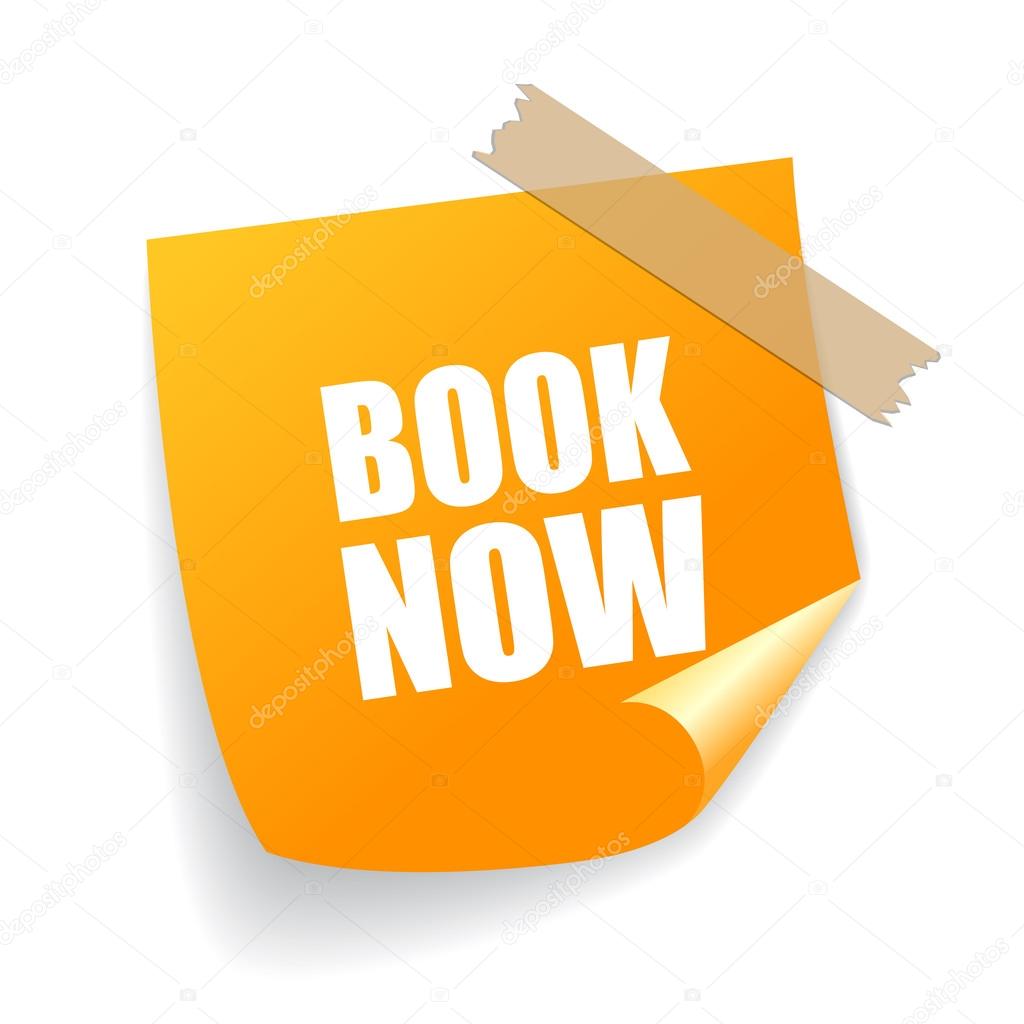 Book now sticker vector illustration isolated on white background