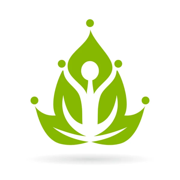 Icona di meditazione yoga verde — Vettoriale Stock