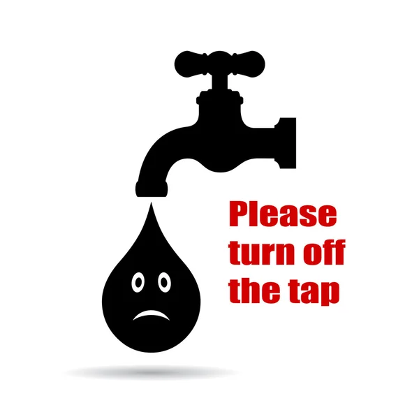 Turn off the tap placard — Stock Vector