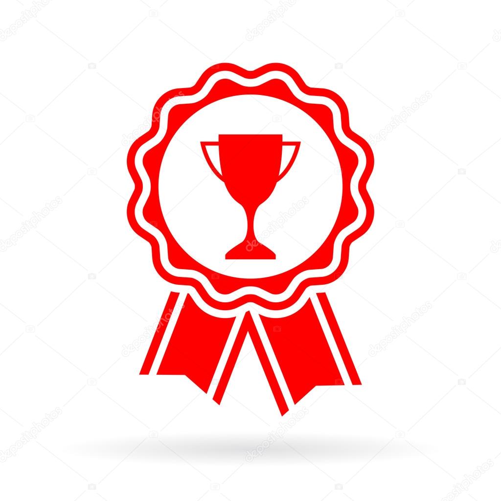 Red prize medal vector illustration isolated on white background