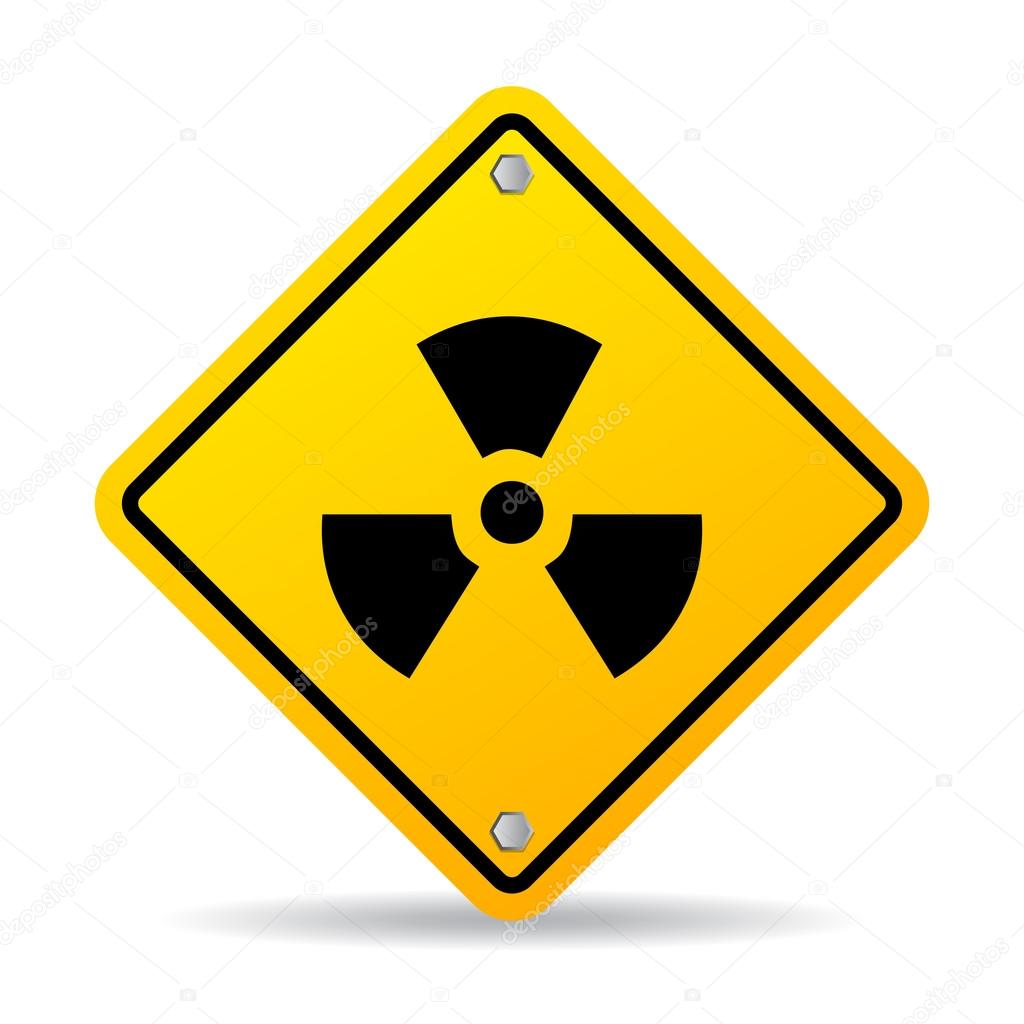 Radioactive danger sign on white background