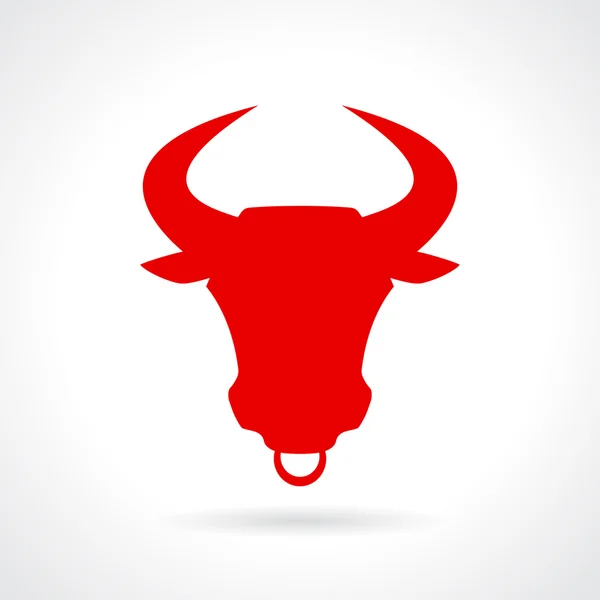 Horned wild red bull icon — Stock Vector