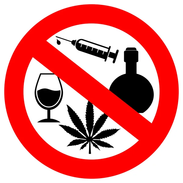 No alcohol and drugs sign — Stock Vector