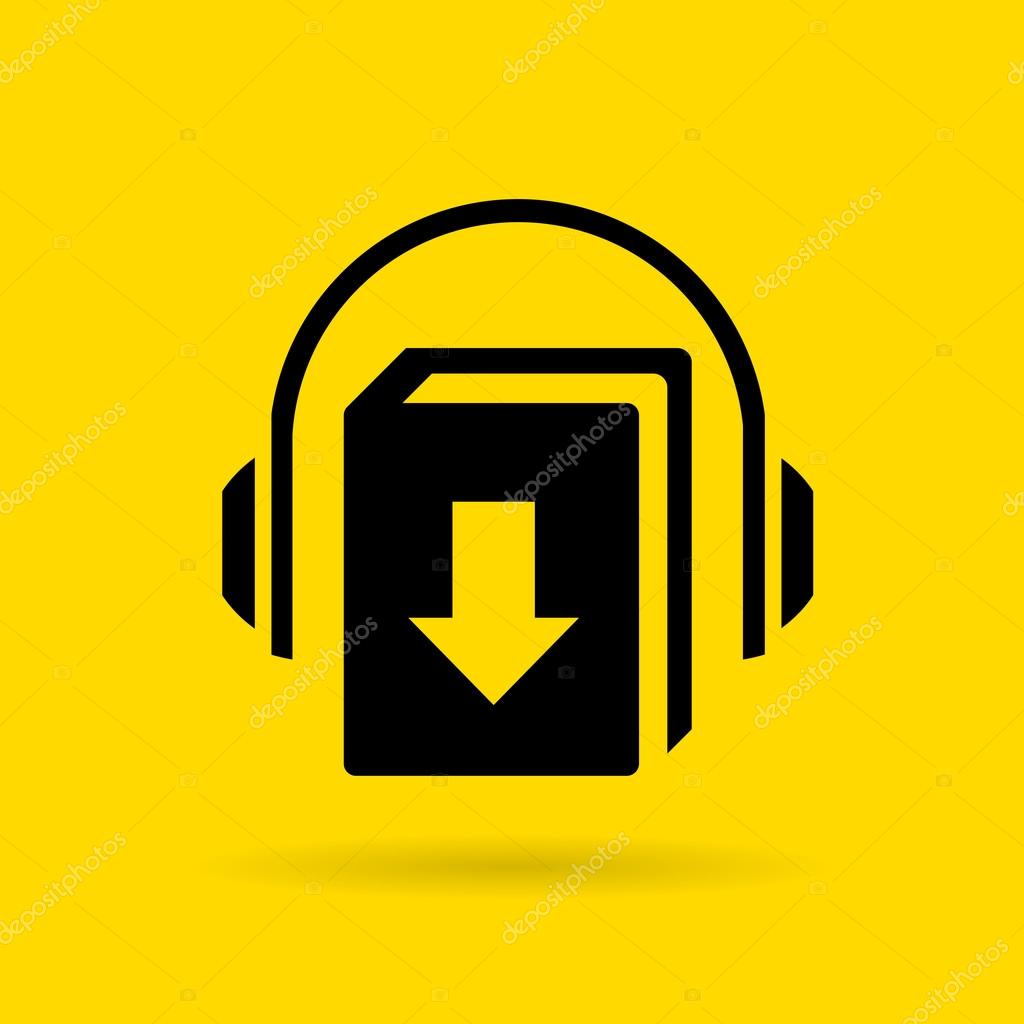 Audiobook vector icon illustration isolated on yellow background