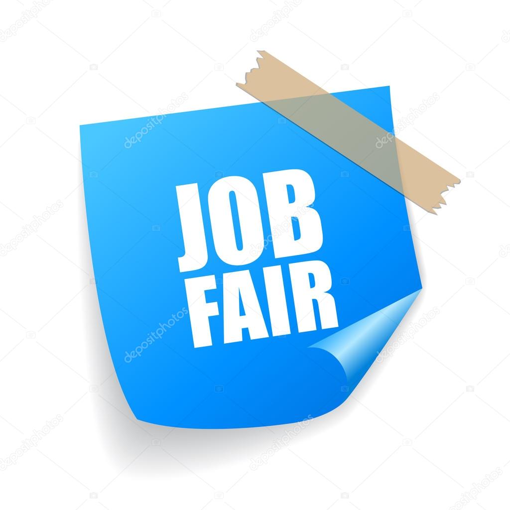 Job fair square blue sticker