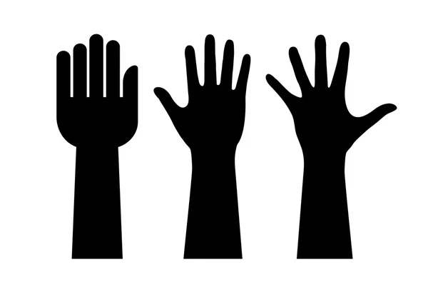 Raised hands silhouette — Stock Vector