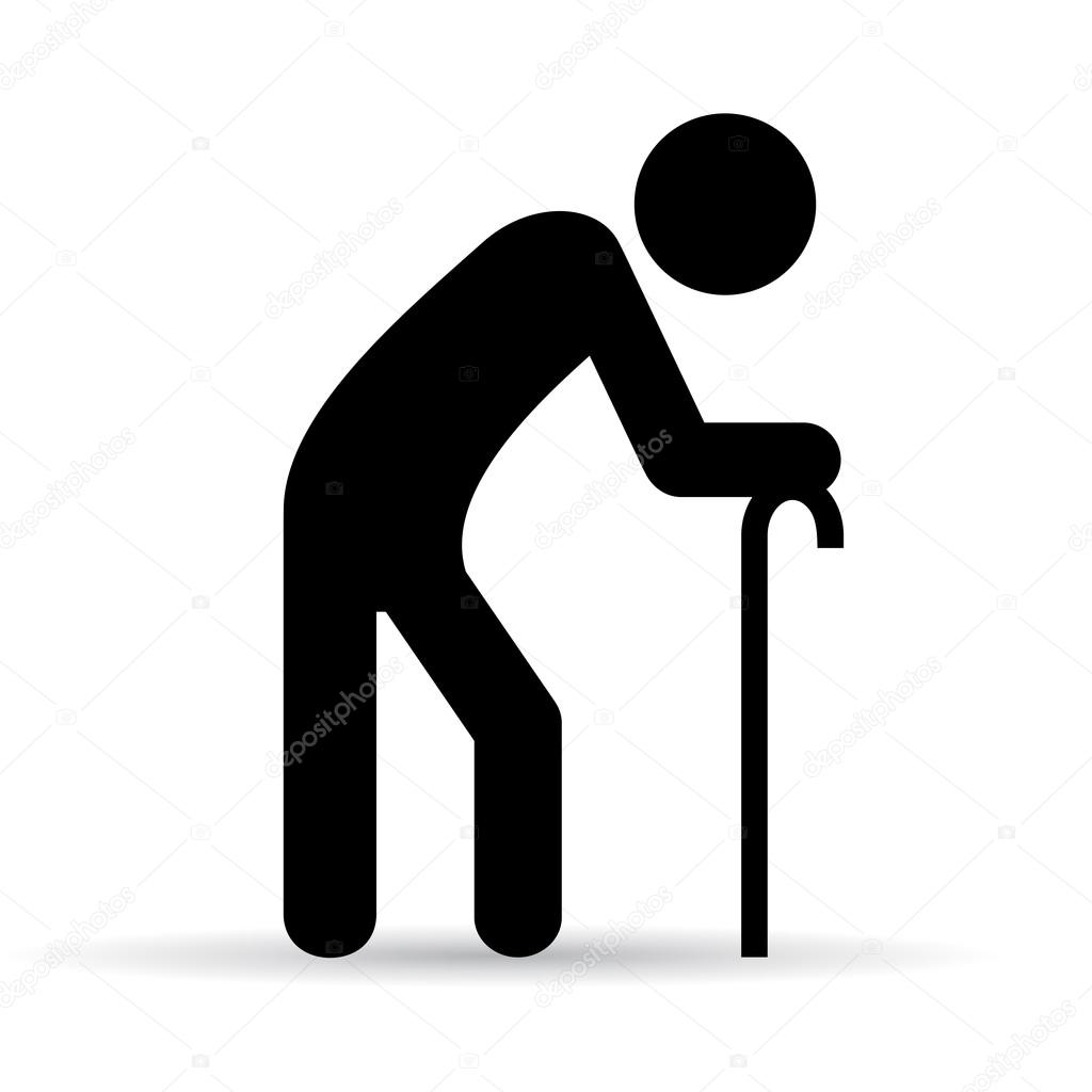 Old man with stick vector illustration isolated on white background